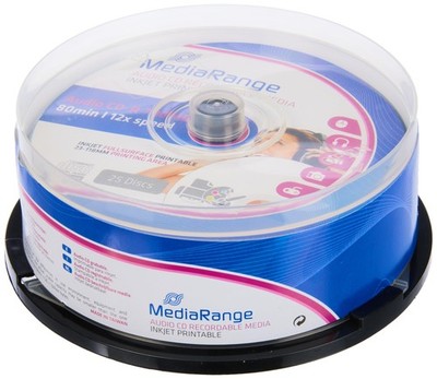 MediaRange Audio CD-R 700MB 80min 12x Write Speed, Full Surface Printable (Inkje