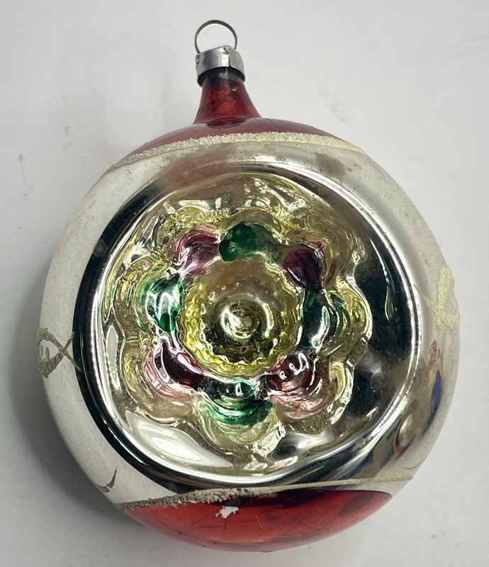 Vintage Glass Blown Double Indent Christmas Ornaments 1940's 3"