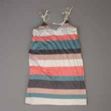 Women's Multicolor Striped V-Neck Tie-Strap Sundress Pockets XL Knee Length NWOT