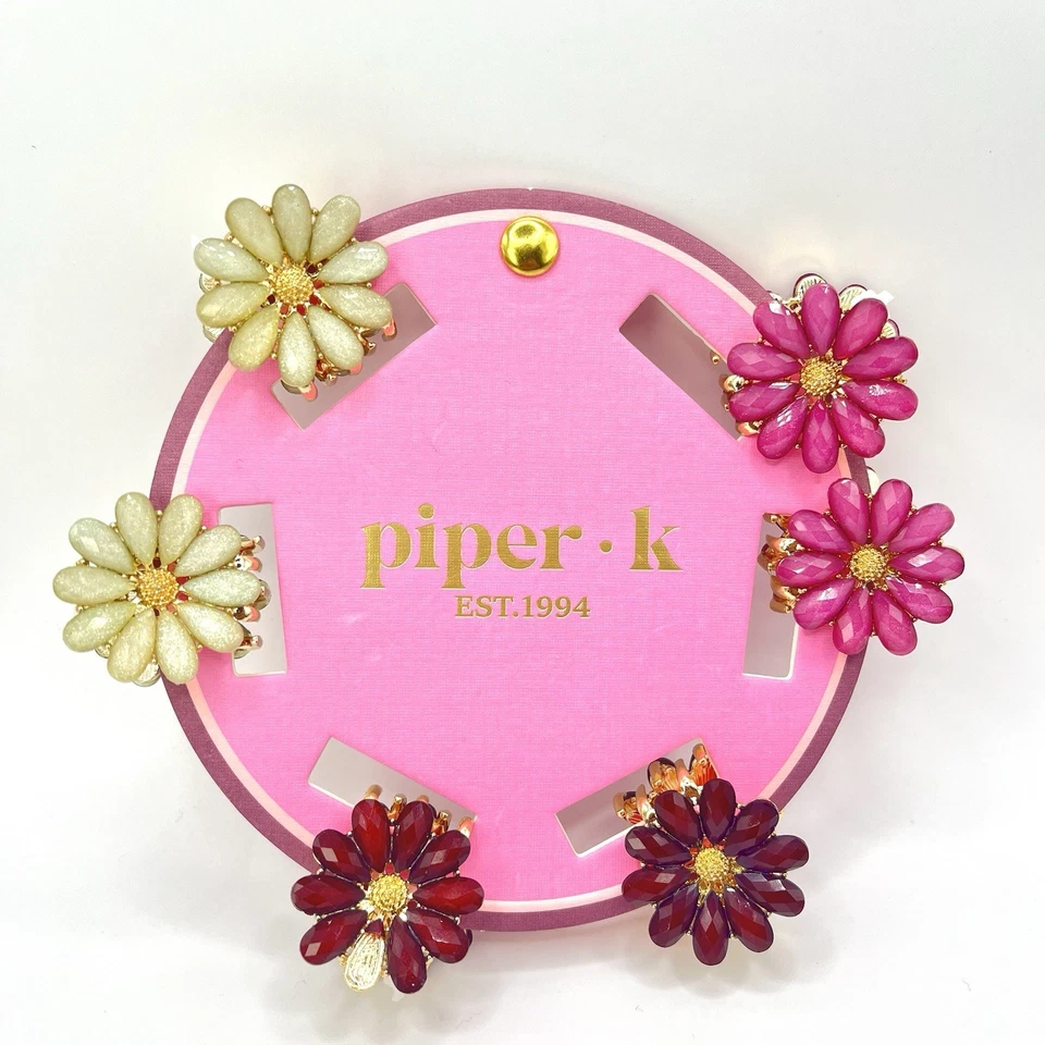 Piper K Mini Flower Hair Clips Set of 6 Crystal Dainty Barrettes for Women Girls - Image 2 of 4