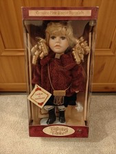 Collector's Choice Porcelain Doll New In Box Fine Bisque Blonde Red Velvet Coat