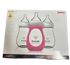 Set of 3 Boob Diamond Glass Joovy Infant Feeding Baby Bottles W/Nipples 0M