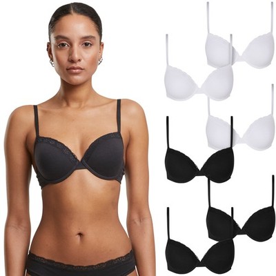 Urban Classics Ladies Basic Cotton Bra Lace 2-Pack Womens Bra Cotton Lace New