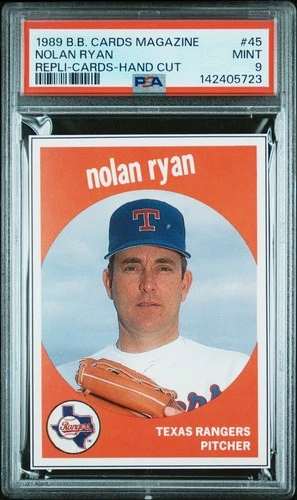 142405723 Nolan Ryan 1989 Baseball Card Magazine #45 Repli-Cards PSA 9