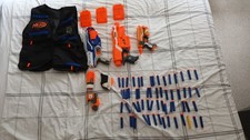 Nerf Gun Bundle With 3 Guns, 45+ Darts, 3 Magazines,vest And Car Launcher