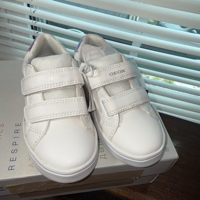 GEOX JDJROCK Kids White Sneakers Tennis Shoes With Hook And Loop Size 9 Unisex