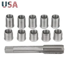 1Set Universal Spark Plug Thread Repair Kit Tool with M10x1.0 Thread Inserts