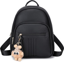 Mini Leather Backpack Purse for Women, Small Backpack Purse with Cartoon Charm,
