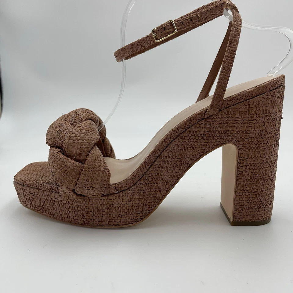 Loeffler Randall Fae 凉鞋编织拉菲亚棕色编织平台-SZ 11B MSRP $425 — 第 2/4 张图片