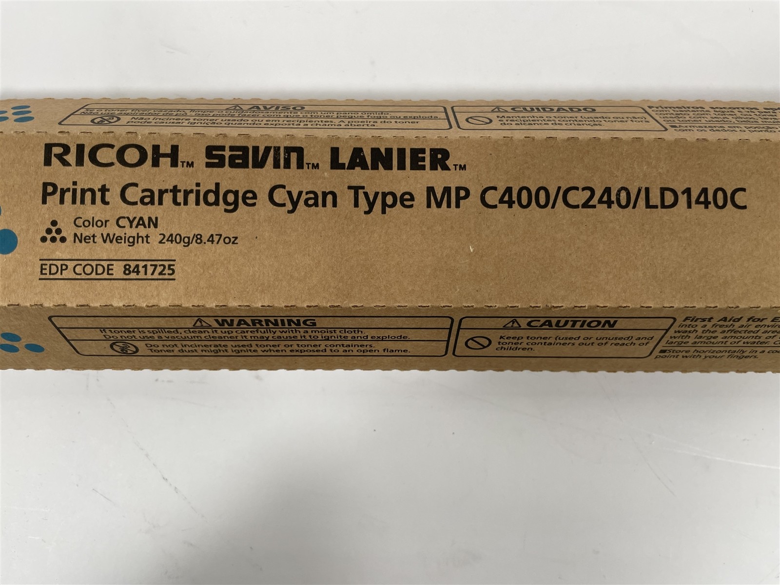 NEW Genuine Ricoh Savin Lanier Cyan 841725 Toner Cartridge For C400/C240/LD140C
