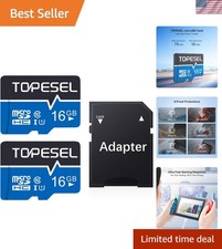 Fast Transfer 16GB Micro SD Card 2 Pack with Adapter - Drop-Proof Reliability