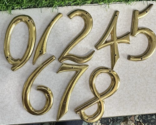 Lot Of 67 Vintage Brass House Numbers Bulk Craft Wedding Decor Hardware 3”