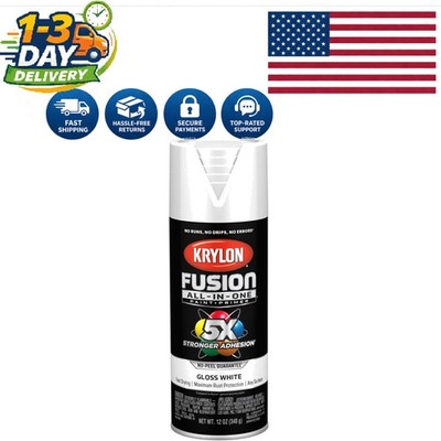 All-In-One 12 oz Adhesive Spray Paint for Metal and Wood - White Gloss Finish