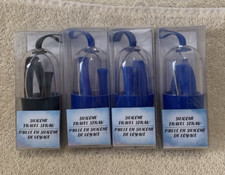 4 Pc Blue  Black Reusable Silicone Travel Straws w/Case  Cleaning Brush - NEW