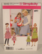 Simplicity 3949 Matching Aprons - 3 Styles Misses S-L (10-20), Girls'  S-L (3-8)