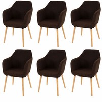 6Er-Set Esszimmerstuhl Vaasa T381, Stuhl, Retro 50Er Jahre, Textil, Braun