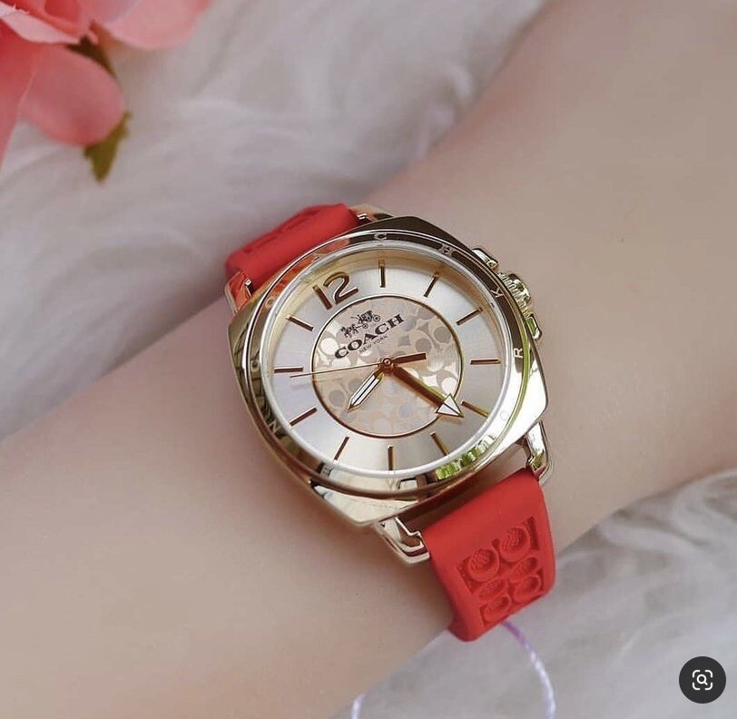 NWB 14502094 ORANGE Coach Women Boyfriend Logo-Embossed Rubber  