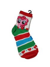 My Little Pony Pinkie Pie Toddler Girls Red Green Striped Heart Ankle Socks
