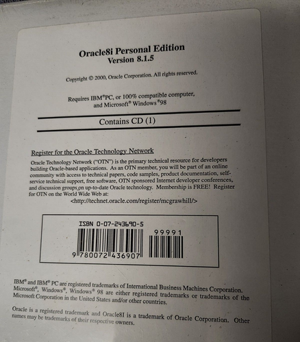 ORACLE8i PERSONAL EDITION VERSION 8.1.5 NEW SEALED ISBN 0072436905 WINDOWS 98 - Picture 5 of 6