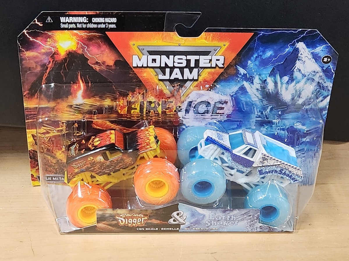 デラックス フィギュア アイス テラー マスター フリーズ Son Uva Digger Fire vs. Earth Shaker Ice MONSTER JAM 2-Pack 1/64