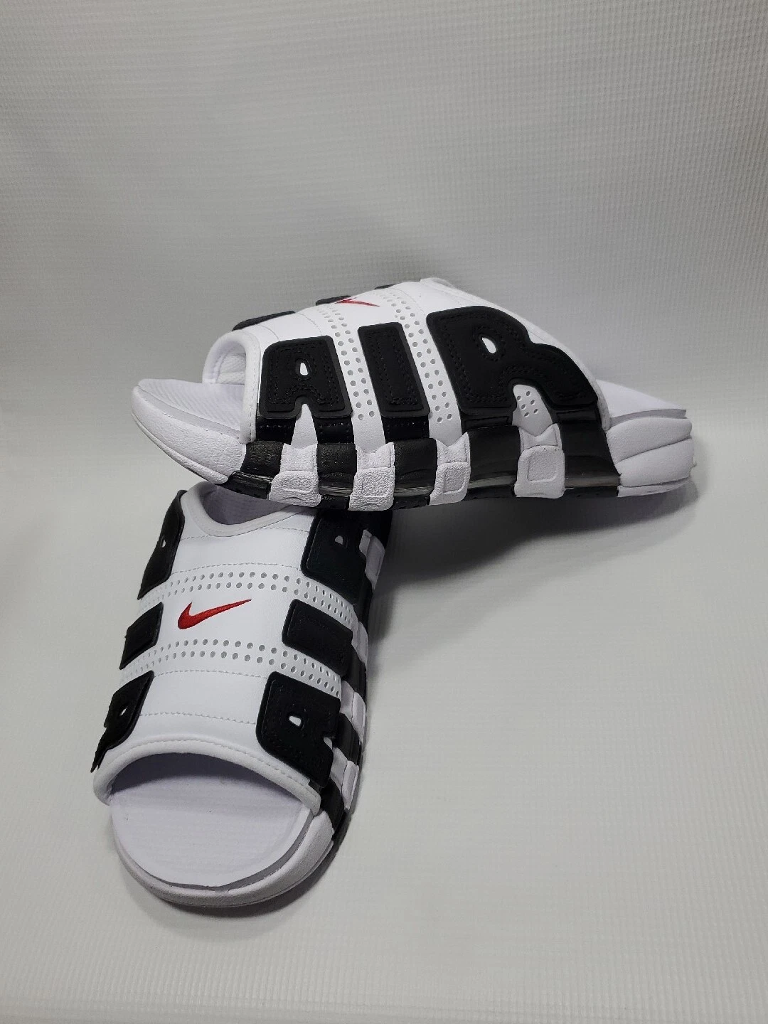 Nike Air More Uptempo Slide White Red Black FB7815-100 Men's Size 10 US NEW