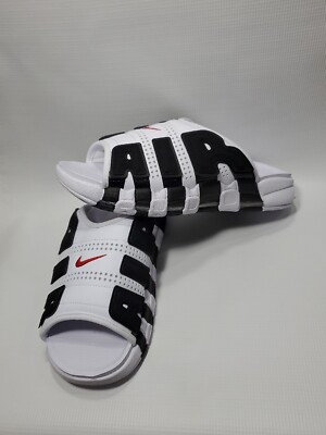 Nike Air More Uptempo Slide White Red Black FB7815-100 Men's Size 10 US NEW