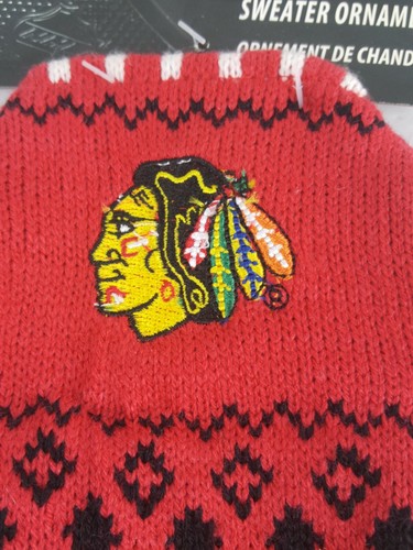 Chicago Blackhawks NHL 5.5" mini knit sweater Christmas ornament red & white - Picture 5 of 5