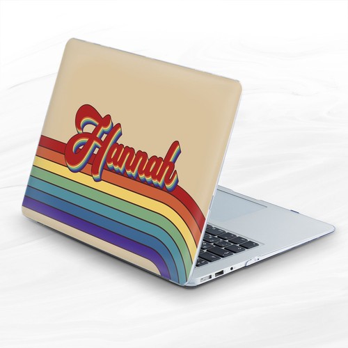 Rainbow Lines Retro Custom Name Hard Case For Macbook Air 13 Pro 16 13 14 15 - Picture 3 of 4