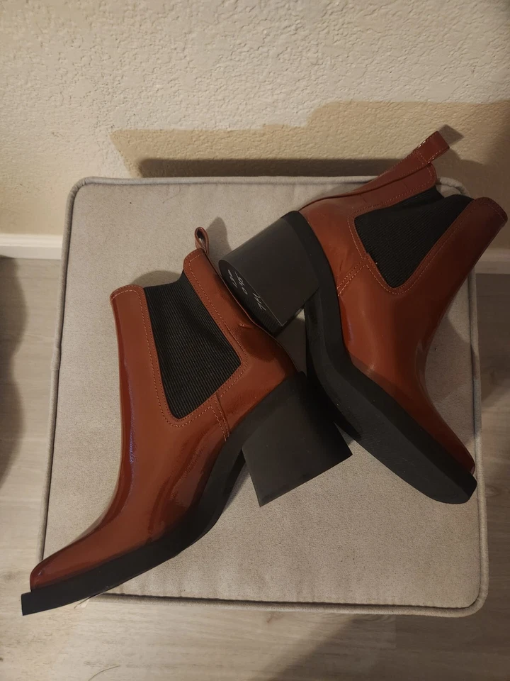 728 Nuevas Botas Gianni Bini Down-Town Cuero Chelsea Gruesas Suela Coñac Talla 8 Foto 2 de 4