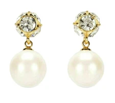 NEW KATE SPADE NY LADY MARMALADE GLASS CREAM PEARL DANGLE EARRINGS MSRP $58.00 
