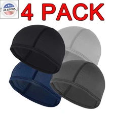 4PACK Cooling Skull Caps Helmet Liner Sweat Wicking Cycling Running Beanie Cap