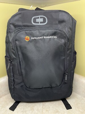 Ogio Logan Padded Backpack Laptop Bag 411092 Black w Sunlight Financial Logo NWT