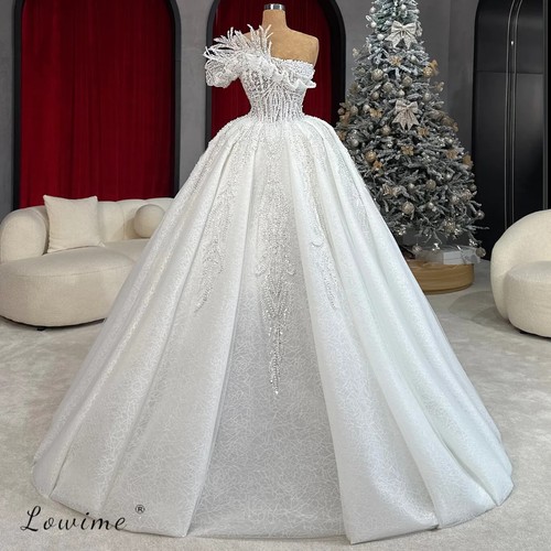Luxury Full Handmade Wedding Dresses Pearls Bridal Ball Gowns Vestido ...