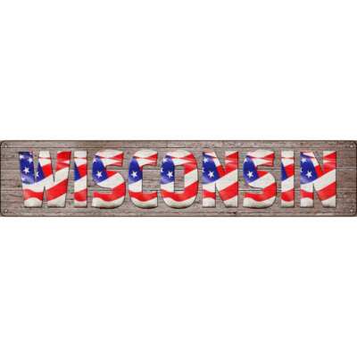 Wisconsin USA Flag Lettering Novelty Metal Street Sign | eBay