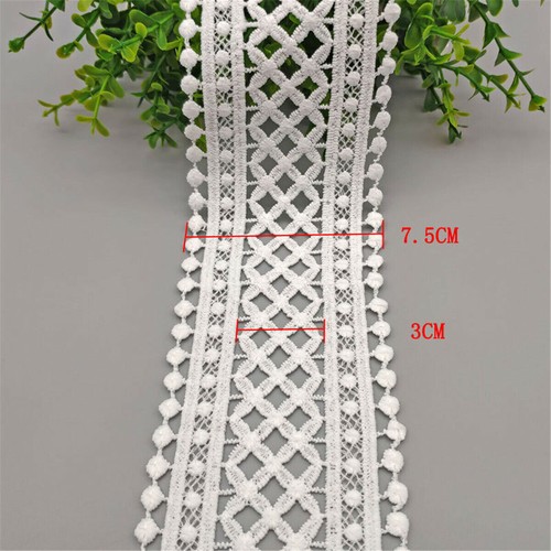 Embroidery Floral Black And White Cotton Lace Trim Ribbon Wedding Fabric Sewing - Picture 2 of 14
