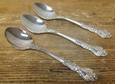 Silverplate Silver Plate National Sonora Roses Floral 3 Tea Spoons Teaspoons
