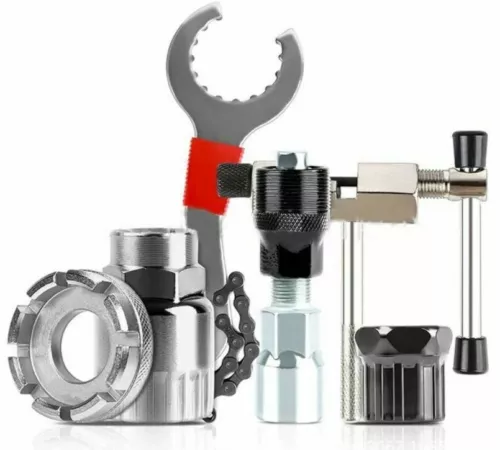 6x Fahrrad Reparatur Werkzeug Set Kurbel Kettenschneider Auszieher Halterung Freilauf Abzieher - Bild 1 von 13