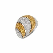 Round Brilliant Cut Fancy Intense Yellow Citrine  White CZ 3.00TCW Dome Ring