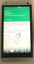  BROKEN HTC One 32GB Silver AT T Good Used Parts Repair Cracked Glass