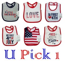 Patriotic Baby Bib Red White Blue Memorial Labor Day July 4th Holiday Girls Boys