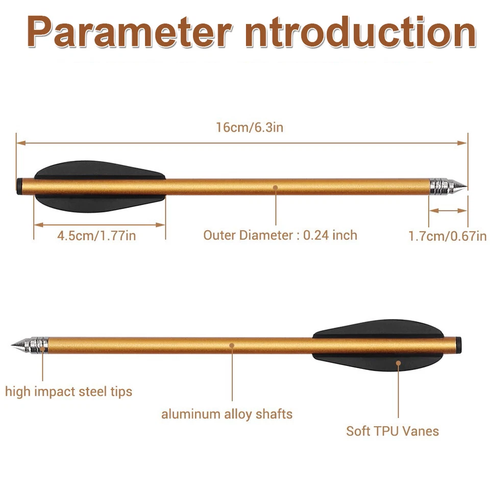 Pistola Ballesta Pernos 6.5" Aluminio Eje Flechas Cabeza Ancha Caza Mini Tiro con Arco Foto 4 de 4