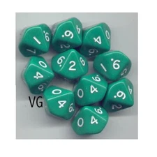 NEW RPG Dice Set of 10D10 - Opaque Green