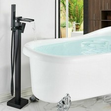 Matte Black Bathtub Faucet Freestanding Floor Mounted Tub Filler Mixer Faucet