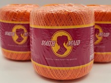 South Maid Cotton Crochet Thread sz 10 Pumpkin color 350 yds each Lot of 3