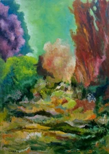 Abstract Fairy Forest Oil Painting canvas 20x28 Hand Painted JSArt