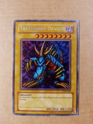 Tri-Horned Dragon LOB-000 unl Secret Rare Yugioh MP HOLO MISPRINT