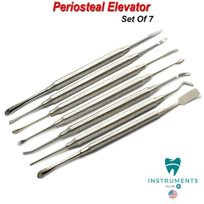 Set of 7 Dental Periosteal Elevator  Implant Stainless Steel Surgical Curettes