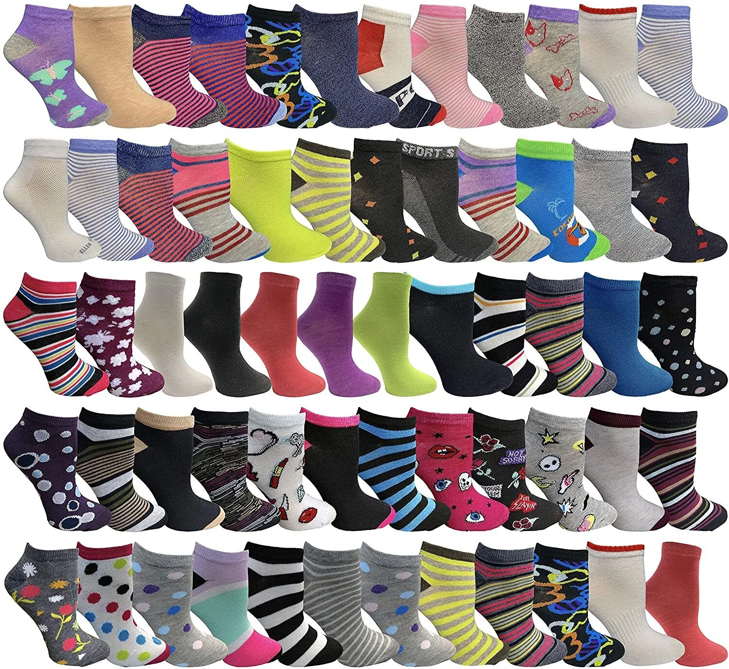 60 Pair Yacht & Smith Unisex Low Cut Thin Comfortable Breathable Sport Socks