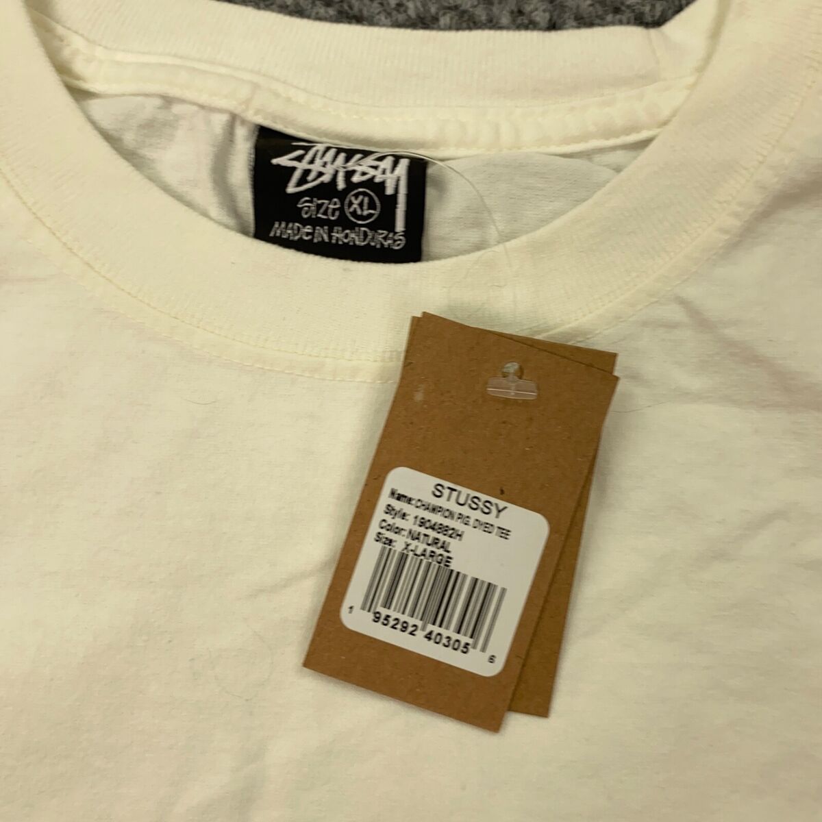 Stussy Champion Pigment Dyed Tee Shirt Mens XL Natural Short Stussy Champion Pigment Dyed Tee Shirt Mens XL Natural Short
