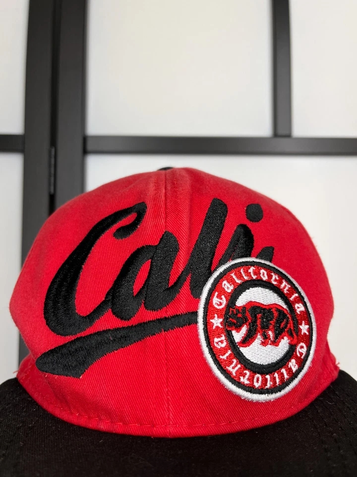 California шляпа крышка Snap назад мужской один размер красный вышитый медведь хлопок Cali D - Изображение 2 из 4